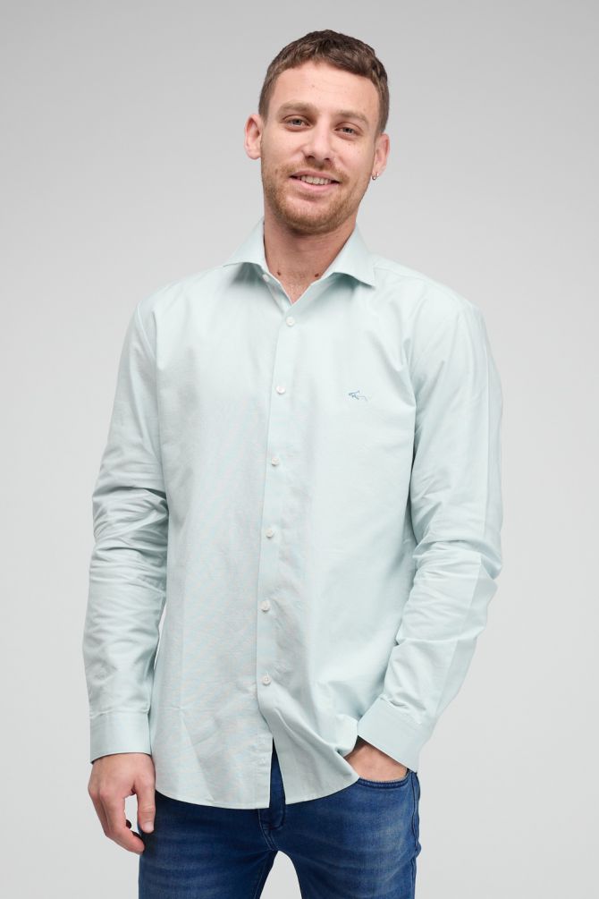 חולצה מכופתרת עם שרוולים ארוכים ולוגו רקום Greg Norman לגברים