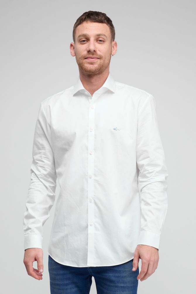 חולצה מכופתרת עם שרוולים ארוכים ולוגו רקום Greg Norman לגברים