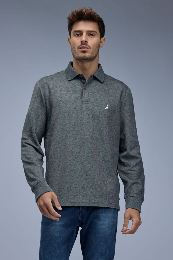 חולצת פולו ארוכה עם לוגו Nautica רקום לגברים