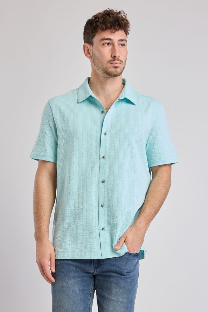 חולצת Nautica מכופתרת עם טקסטורה לגברים