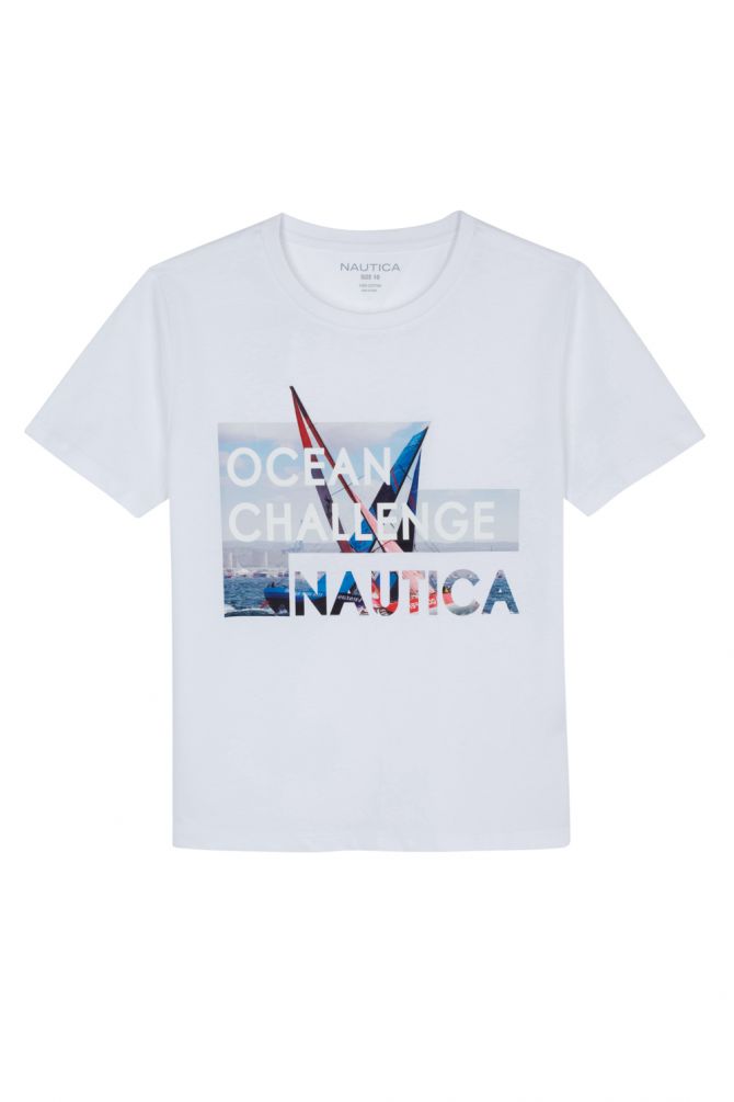 טי שירט Nautica עם הדפס לילדים
