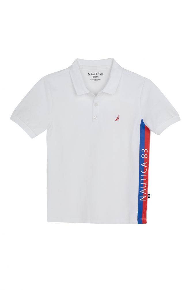 חולצת פולו עם סטריפ צידי ולוגו לילדים (2-12)