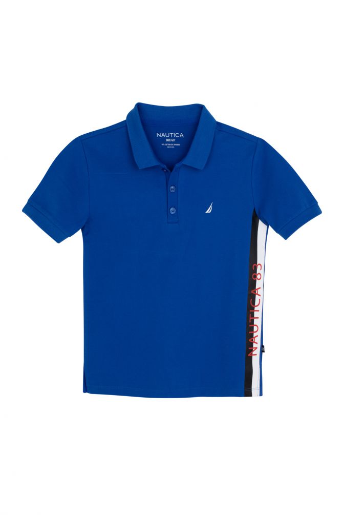 חולצת פולו עם סטריפ צידי ולוגו לילדים (2-12)