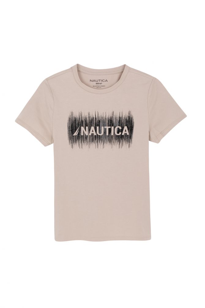 טי שירט לוגו נאוטיקה רקע פסים לילדים (2-12)