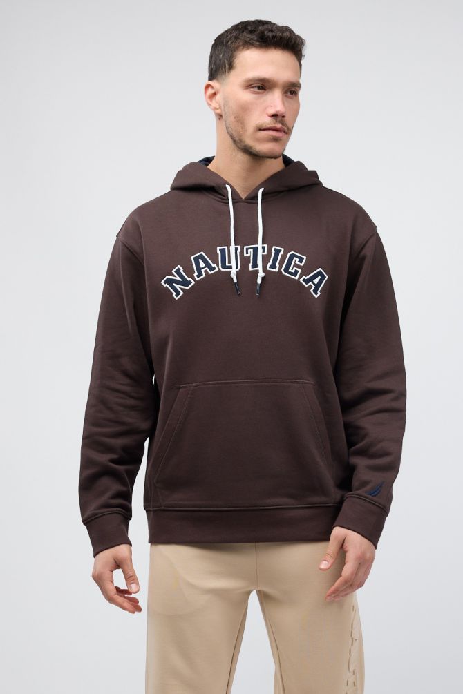 סווטשירט Nautica עם לוגו וקפוצ’ון לגברים