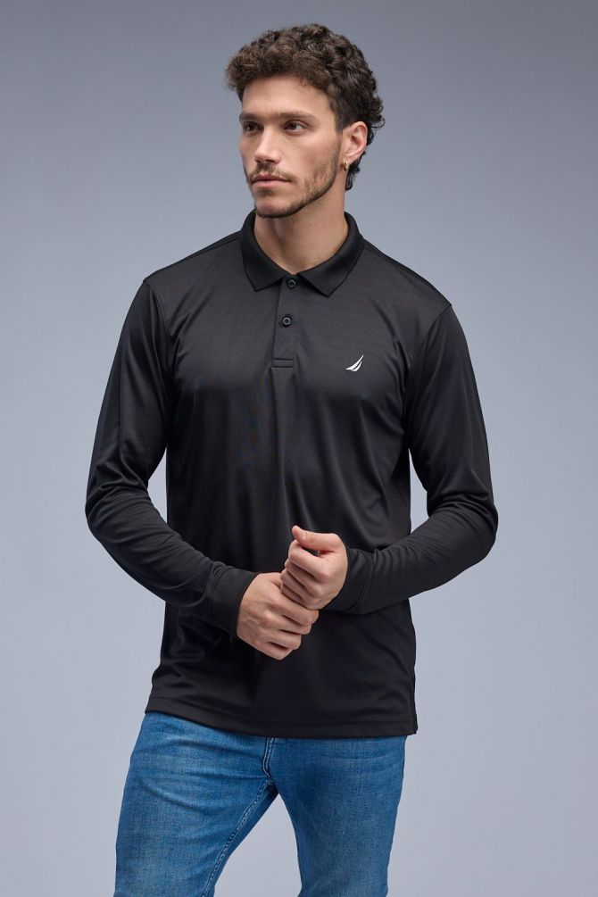 חולצת פולו ארוכה DRY FIT לגברים Nautica