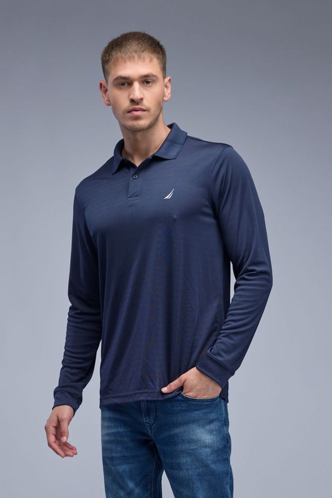 חולצת פולו ארוכה DRY FIT לגברים Nautica