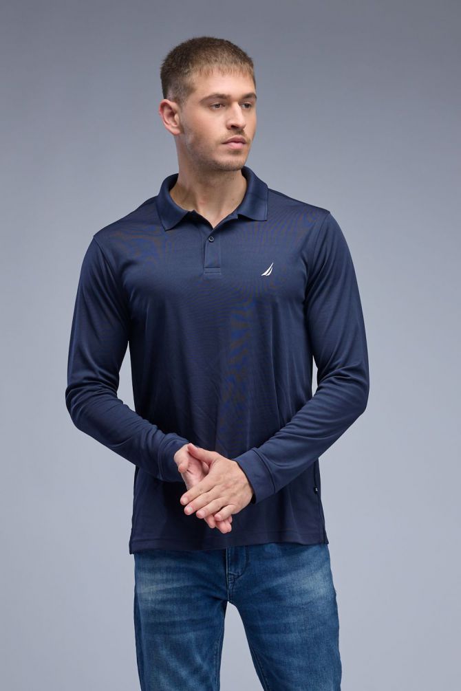 חולצת פולו ארוכה DRY FIT לגברים Nautica