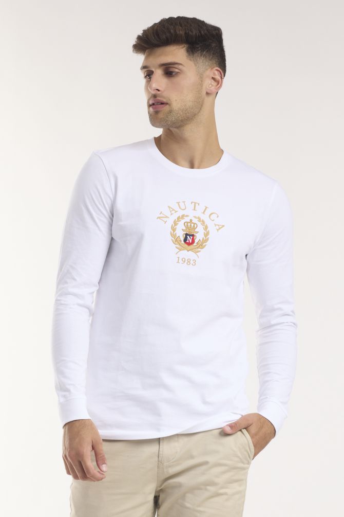 טי שירט שרוולים ארוכים עם לוגו נאוטיקה כתר