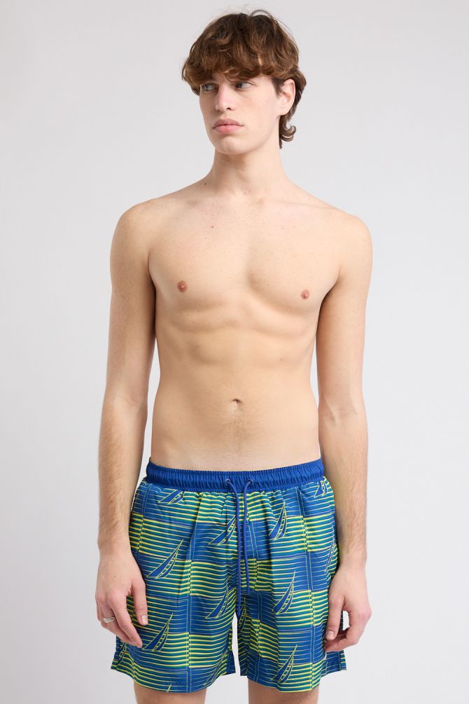 מכנסי בגד ים Nautica לגברים עם דוגמת מפרשיות