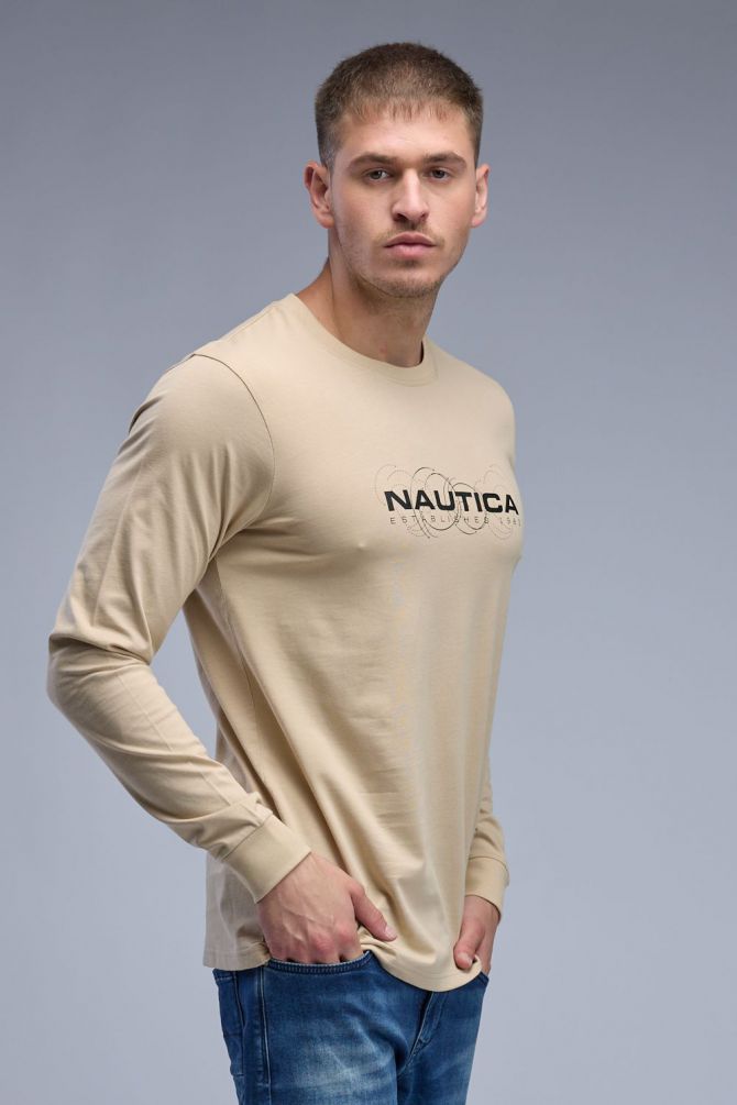 טי שירט ארוכה עם הדפס Nautica דו צדדי לגברים