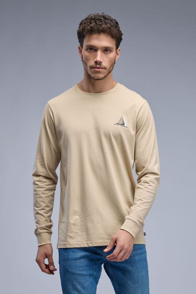 טי שירט ארוכה עם הדפס Nautica דו צדדי לגברים