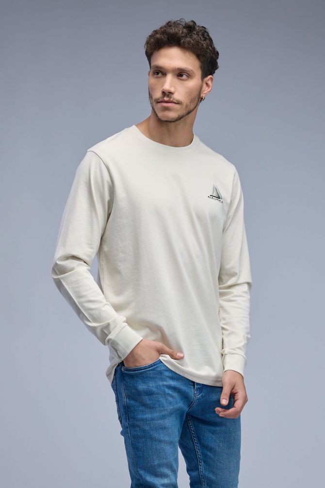 טי שירט ארוכה עם הדפס Nautica דו צדדי לגברים