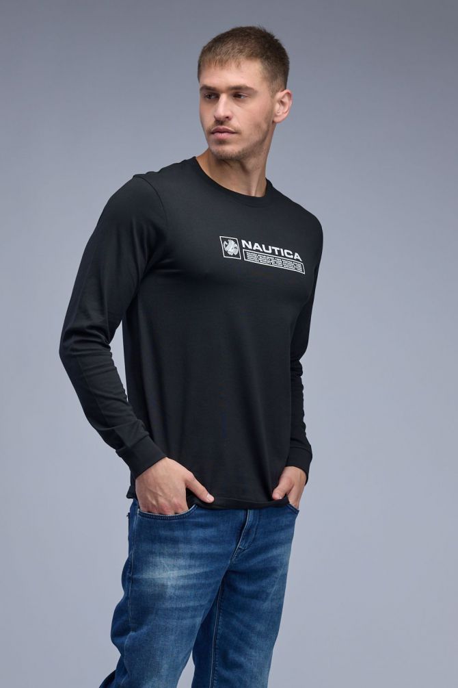 טי שירט ארוכה עם הדפס Nautica לגברים