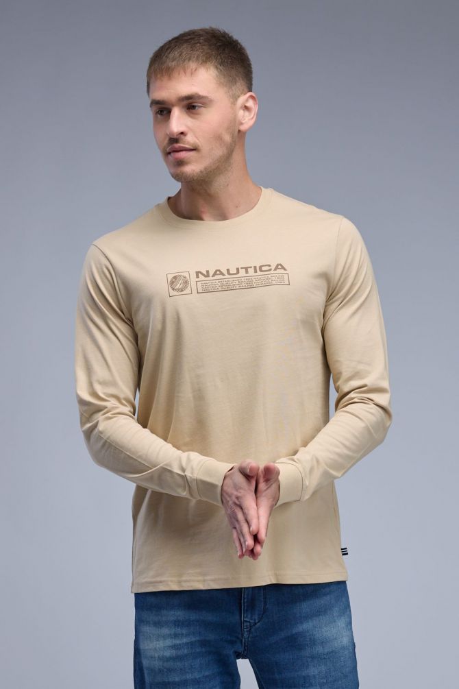 טי שירט ארוכה עם הדפס Nautica לגברים