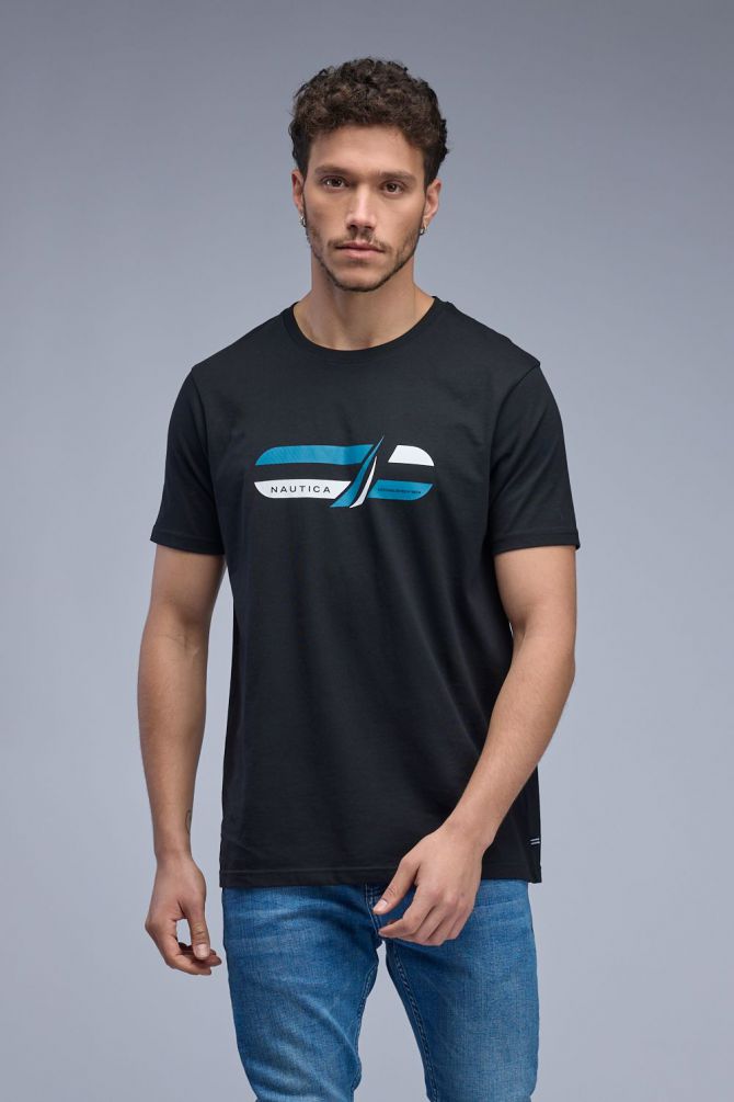 טי שירט ארוכה עם הדפס Nautica לגברים