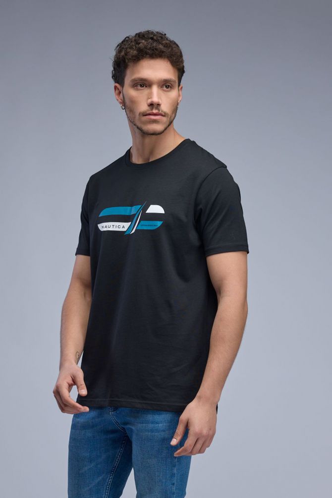 טי שירט ארוכה עם הדפס Nautica לגברים