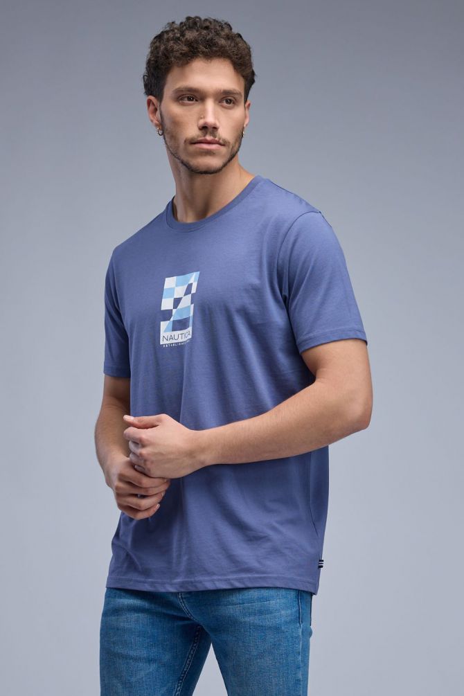טי שירט קצרה עם הדפס Nautica לגברים