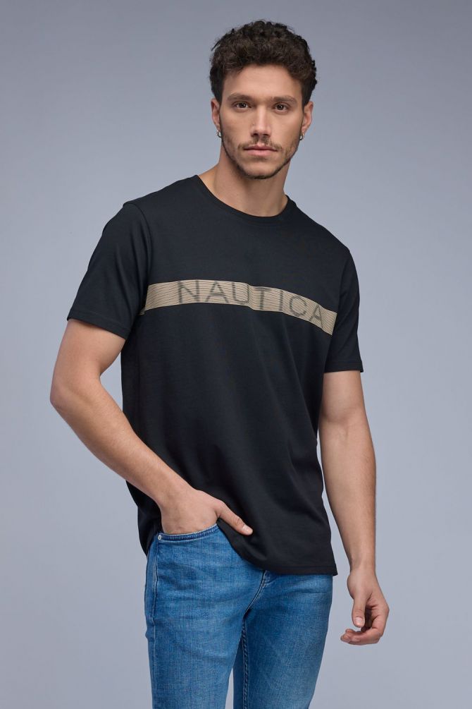טי שירט קצרה עם הדפס Nautica לגברים
