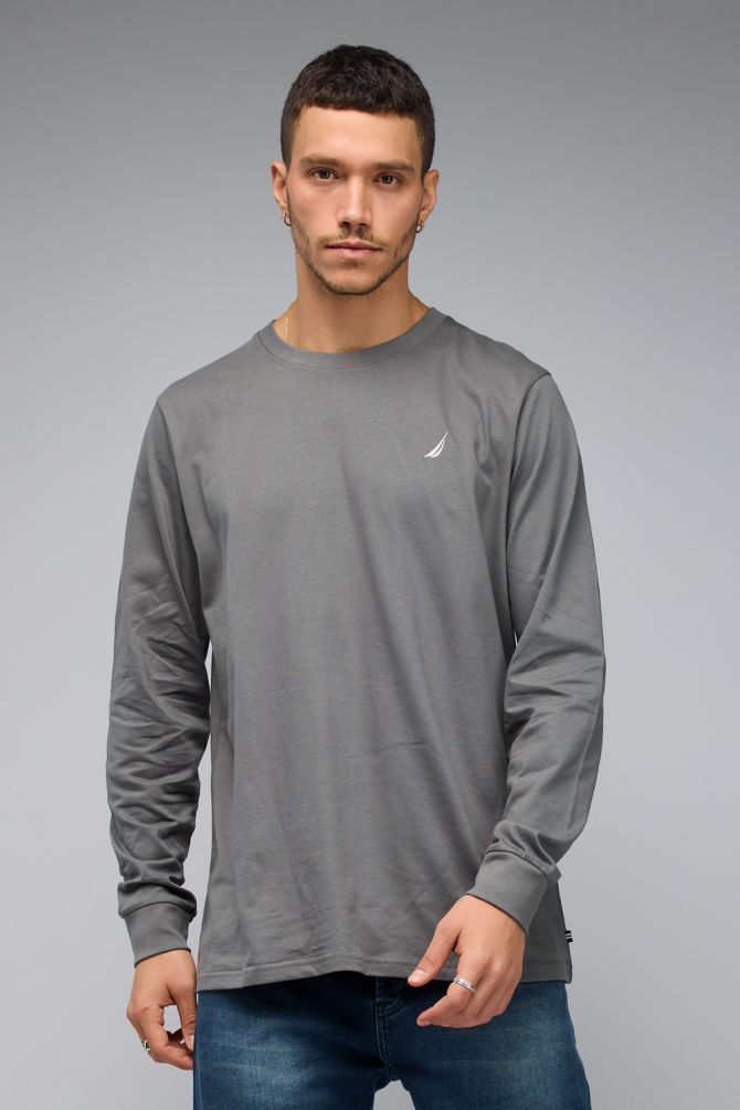 טי שירט ארוכה Nautica עם לוגו רקום לגברים