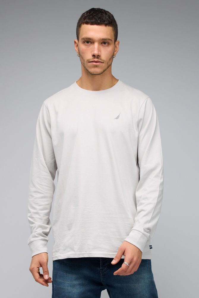 טי שירט ארוכה Nautica עם לוגו רקום לגברים