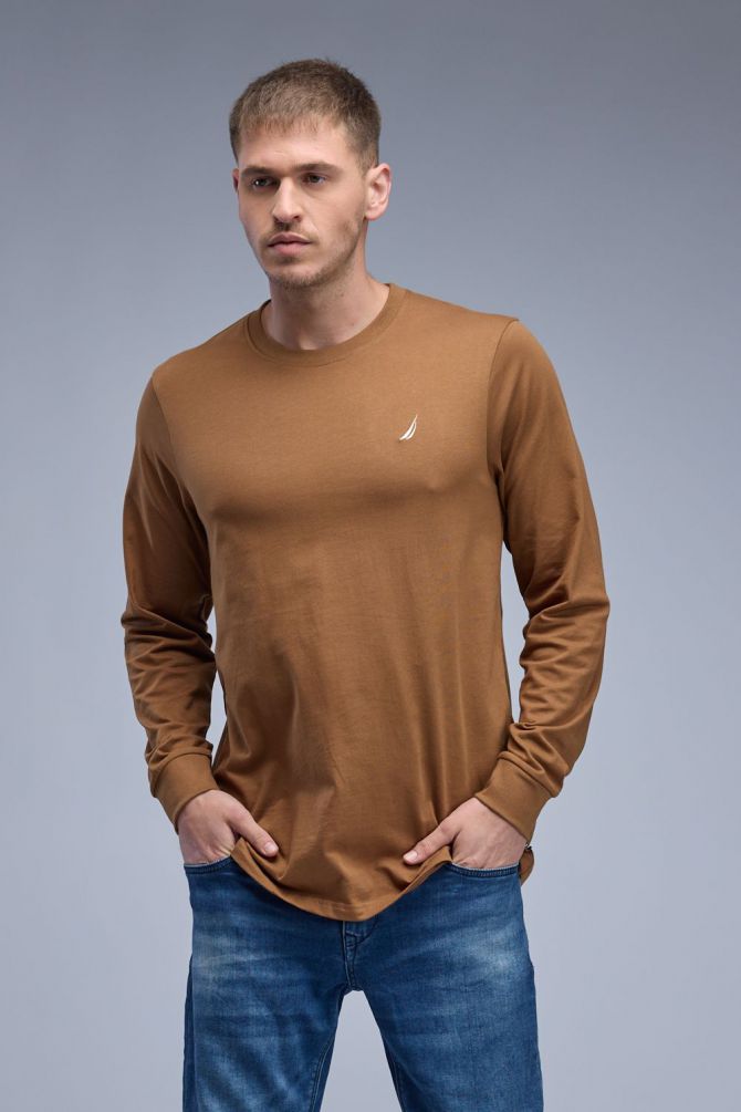 טי שירט ארוכה Nautica עם לוגו רקום לגברים