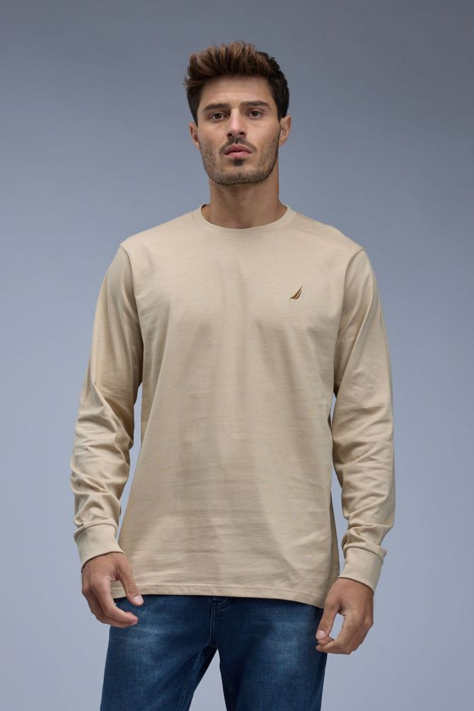 טי שירט ארוכה Nautica עם לוגו רקום לגברים