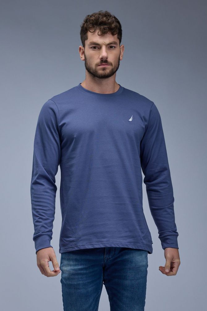 טי שירט ארוכה Nautica עם לוגו רקום לגברים