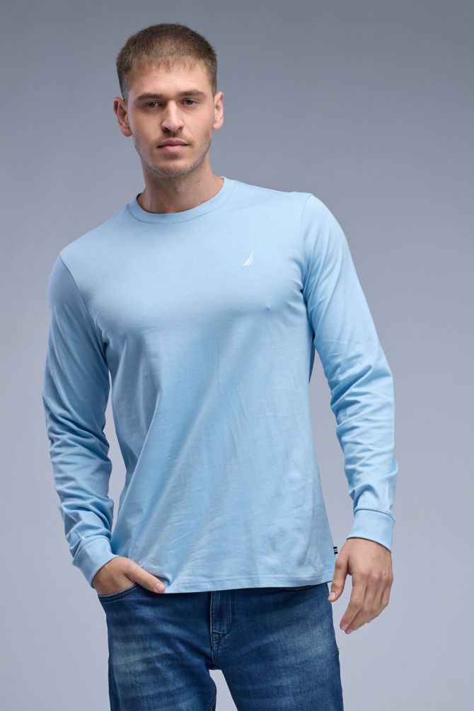 טי שירט ארוכה Nautica עם לוגו רקום לגברים