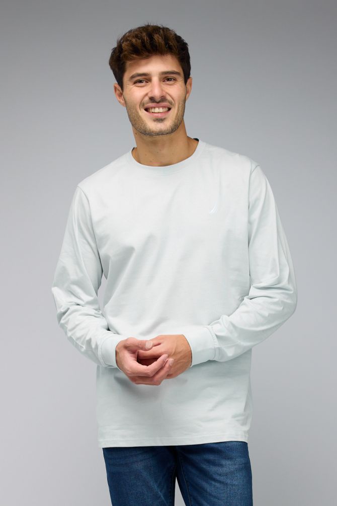 טי שירט ארוכה Nautica עם לוגו רקום לגברים