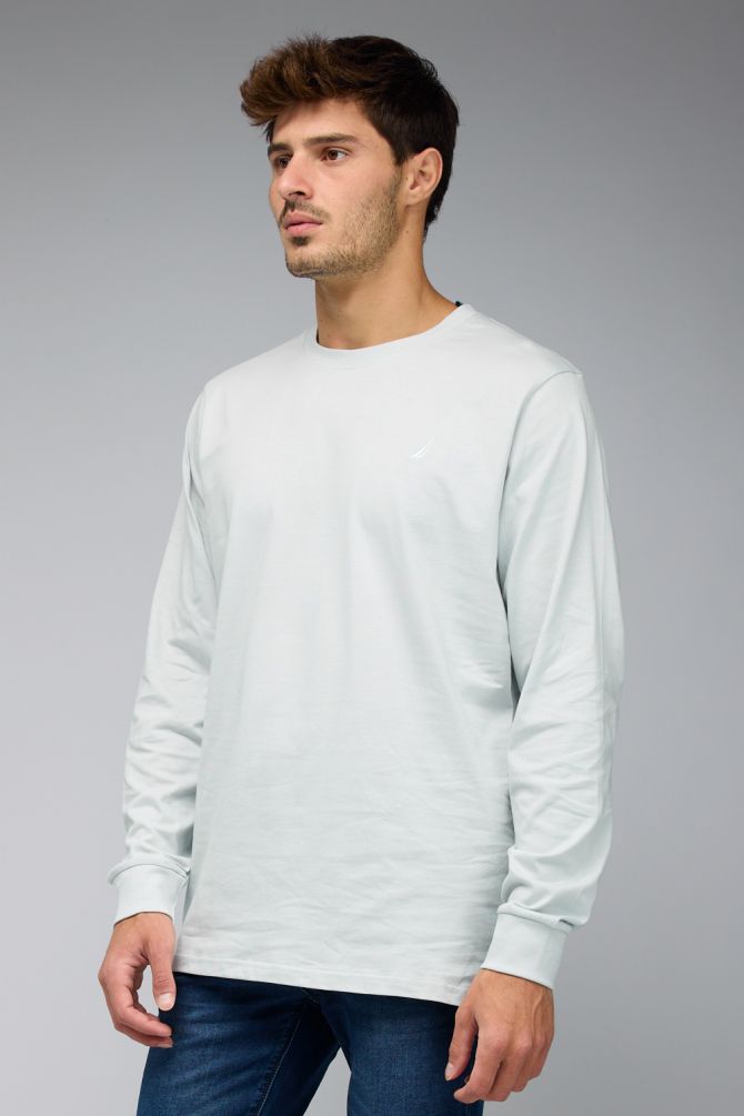 טי שירט ארוכה Nautica עם לוגו רקום לגברים