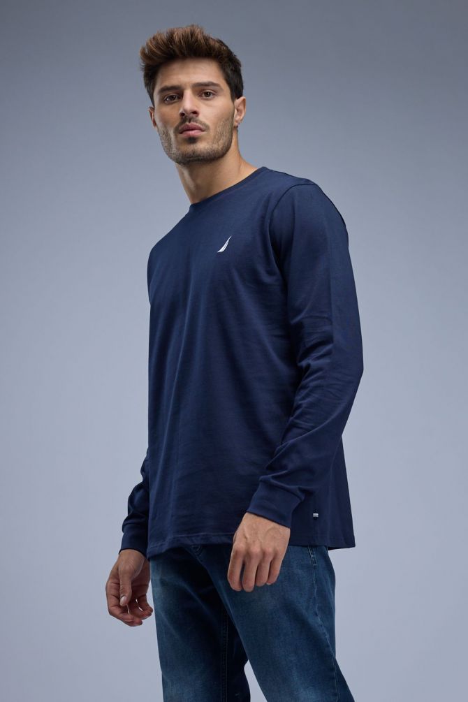 טי שירט ארוכה Nautica עם לוגו רקום לגברים