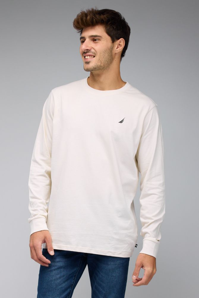 טי שירט ארוכה Nautica עם לוגו רקום לגברים