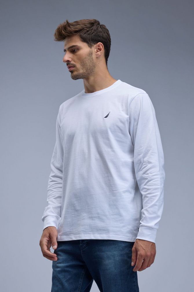 טי שירט ארוכה Nautica עם לוגו רקום לגברים