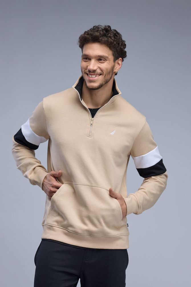 סווטשירט Nautica עם חצי רוכסן לגברים