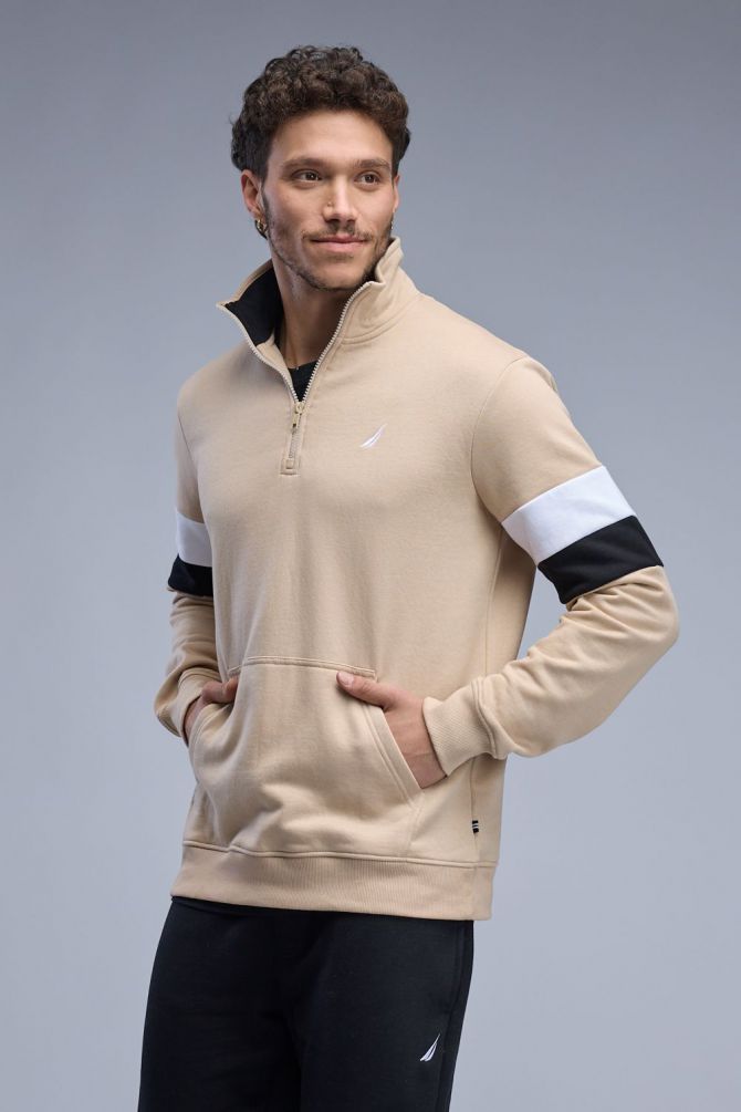 סווטשירט Nautica עם חצי רוכסן לגברים