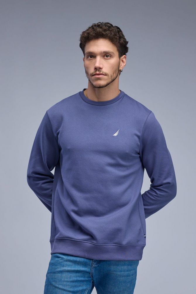 סווטשירט חלק עם לוגו Nautica לגברים