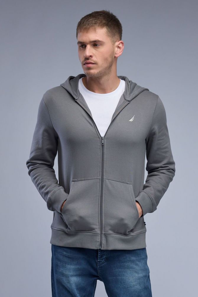 סווטשירט Nautica עם קפוצ’ון ורוכסן לגברים