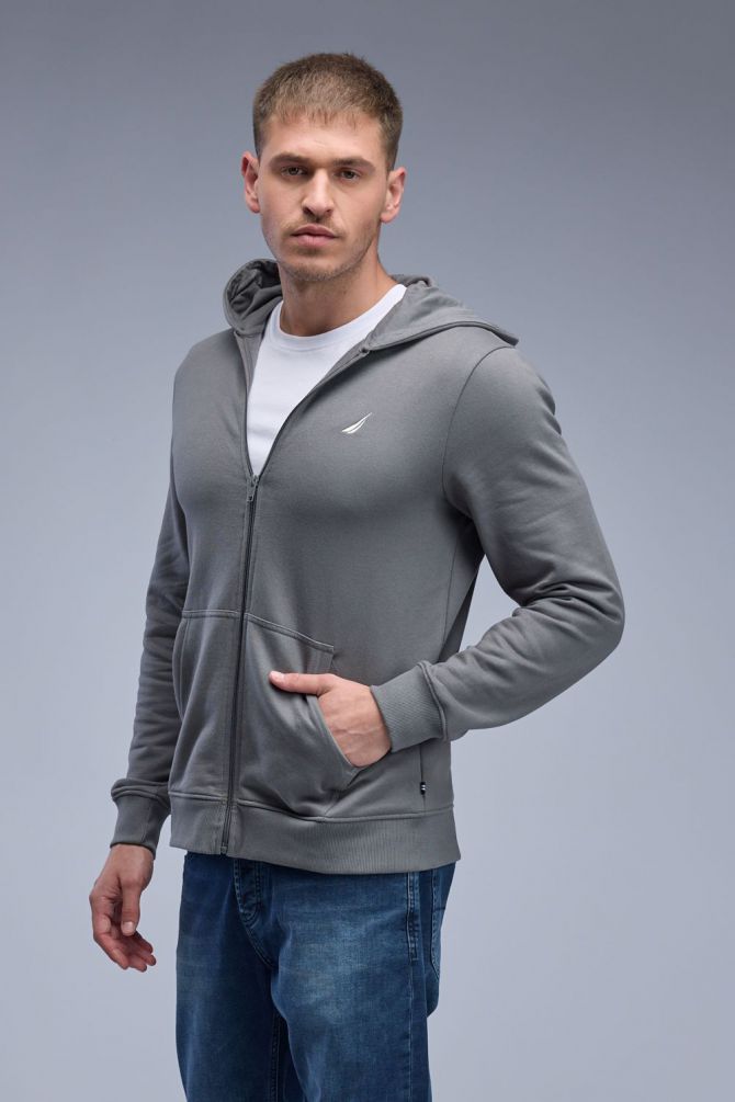 סווטשירט Nautica עם קפוצ’ון ורוכסן לגברים