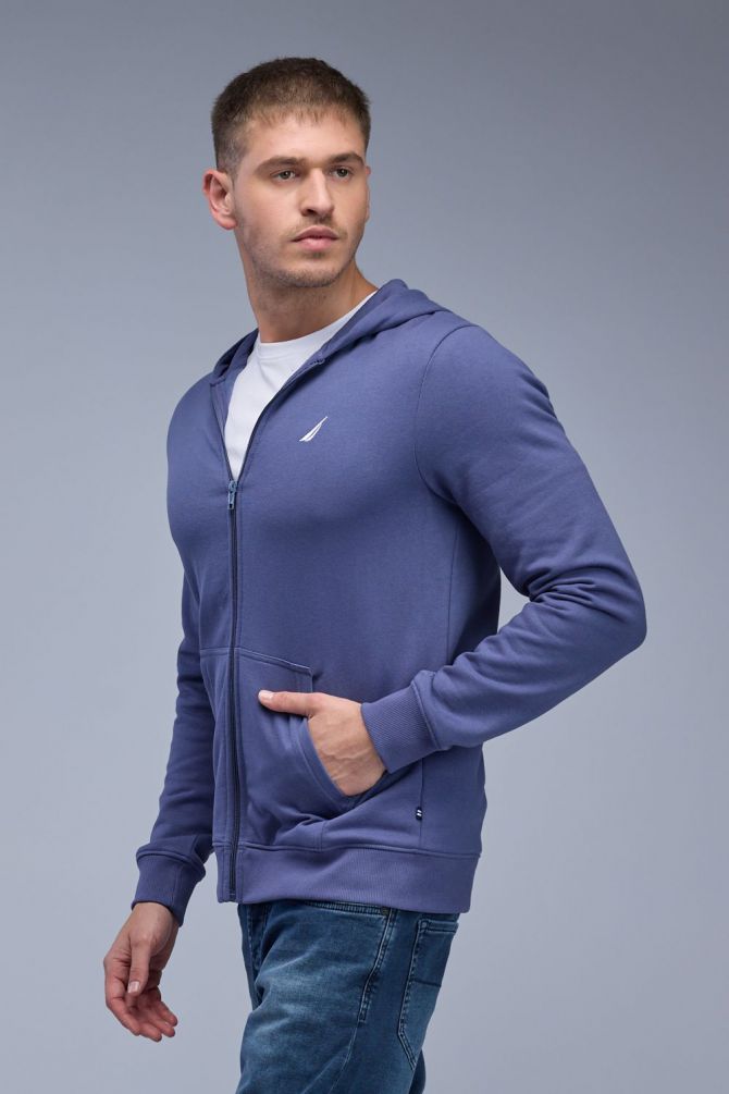 סווטשירט Nautica עם קפוצ’ון ורוכסן לגברים