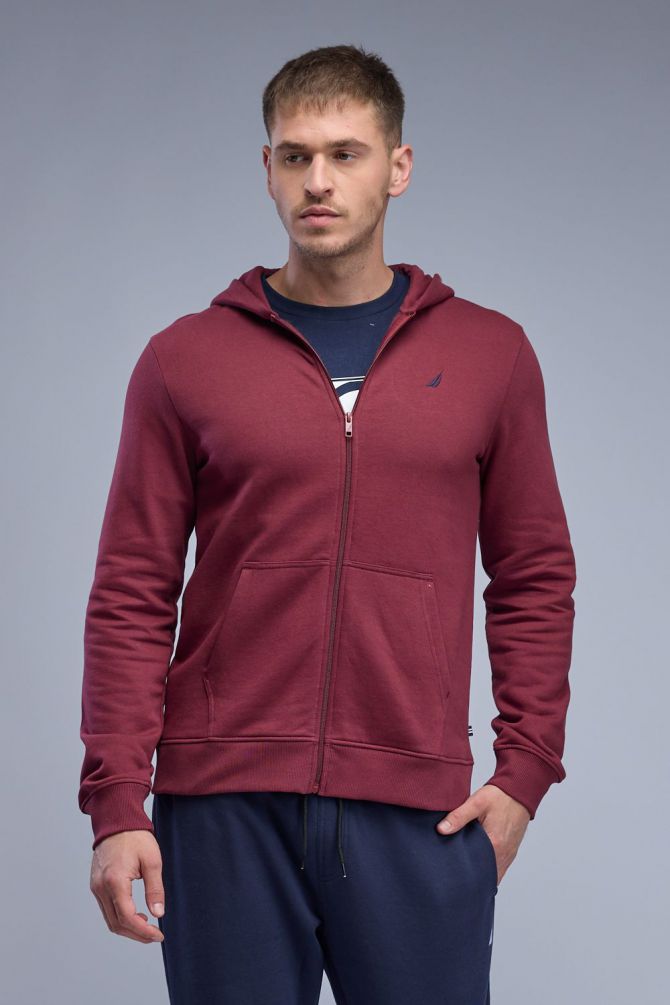 סווטשירט Nautica עם קפוצ’ון ורוכסן לגברים