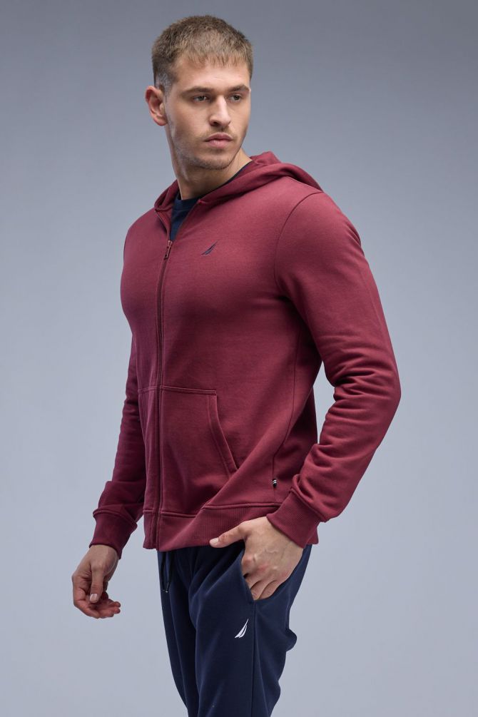 סווטשירט Nautica עם קפוצ’ון ורוכסן לגברים