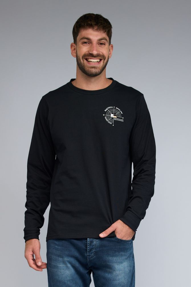 טי שירט ארוכה עם הדפס Nautica לגברים