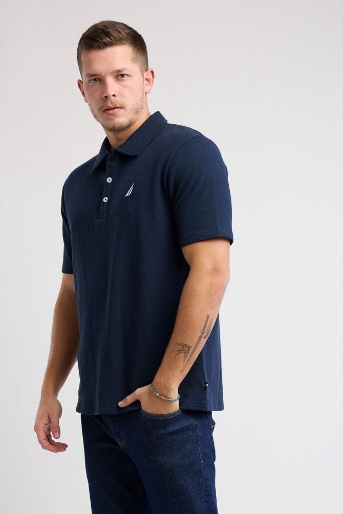 חולצת פולו Nautica קצרה עם לוגו רקום גברים