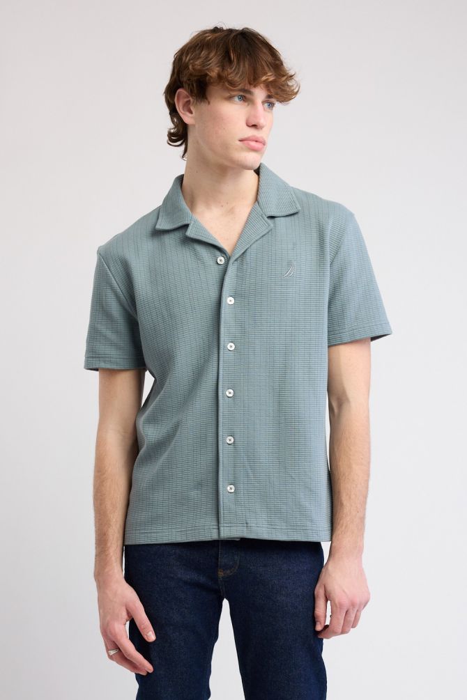 חולצת Nautica מכופתרת עם טקסטורה לגברים