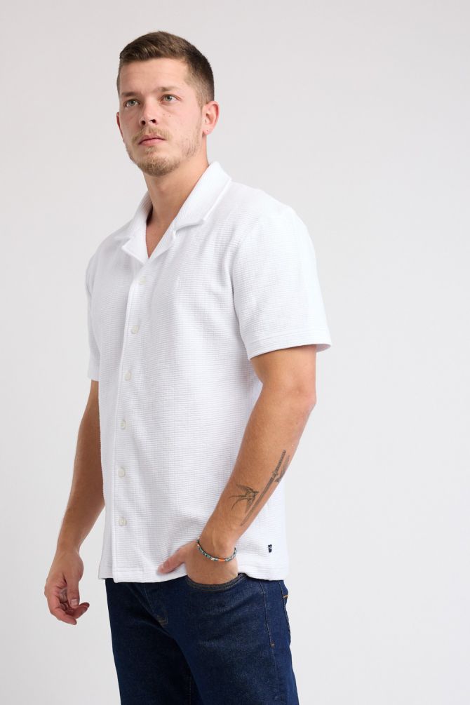 חולצת Nautica מכופתרת עם טקסטורה לגברים