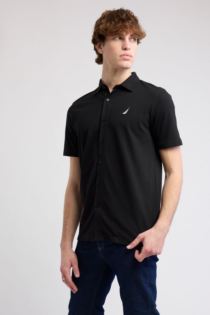 חולצה מכופתרת קצרה עם לוגו Nautica לגברים