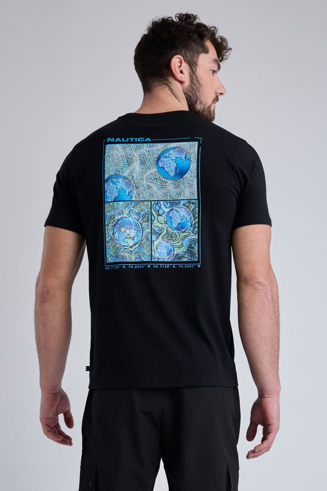 טי שירט קצרה עם הדפס Nautica לגברים