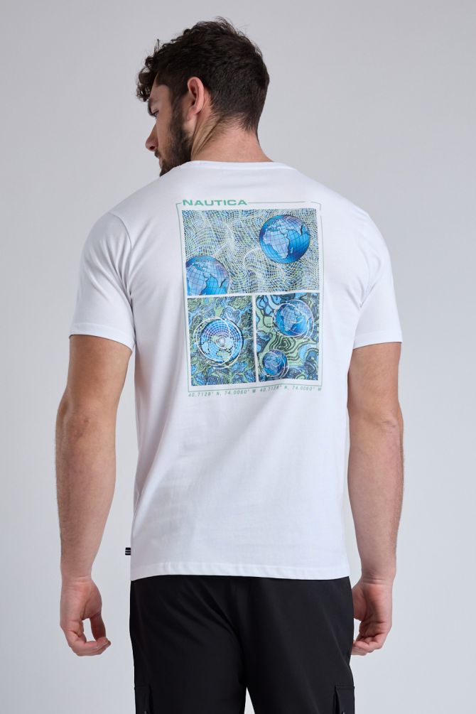 טי שירט קצרה עם הדפס Nautica לגברים