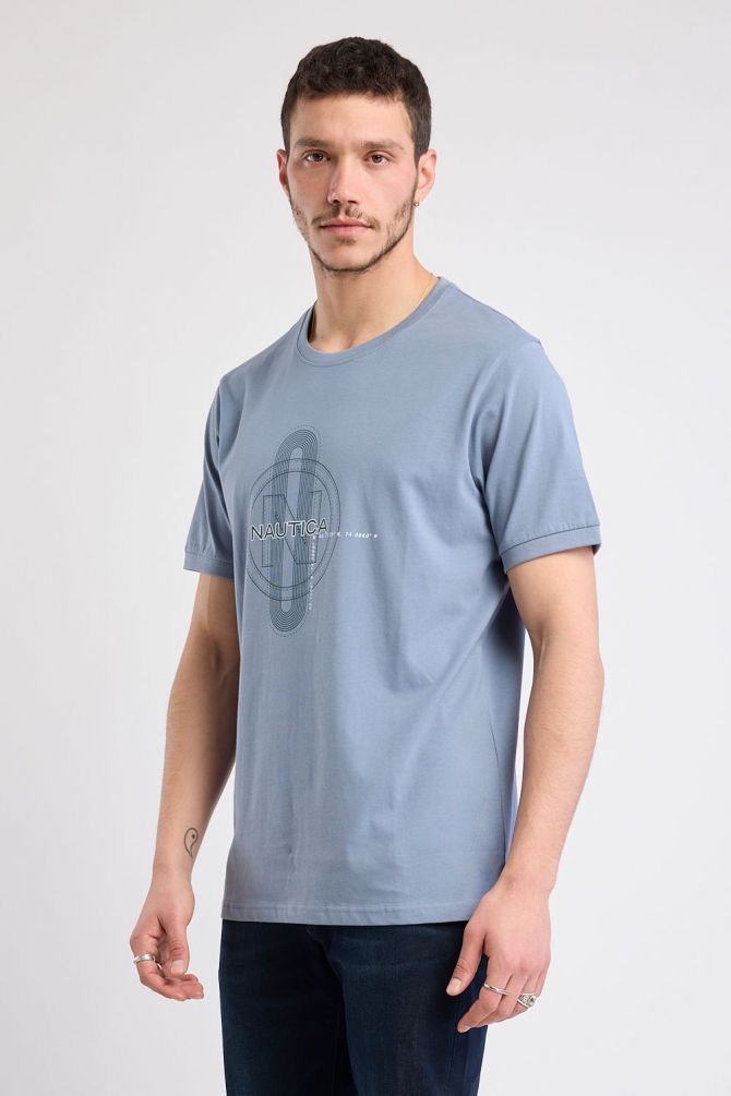 טי שירט קצרה עם הדפס Nautica לגברים